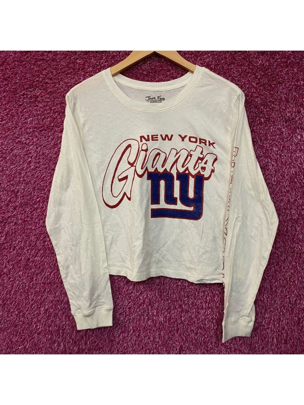 Junk Food Clothing New York Giants Touchdown Long Sleeve Crop Tee Small